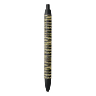 Black Gold Faux Glitter Stripes Ink Pen