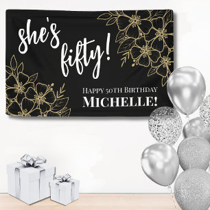 Black Gold Fifty 50th Birthday Banner