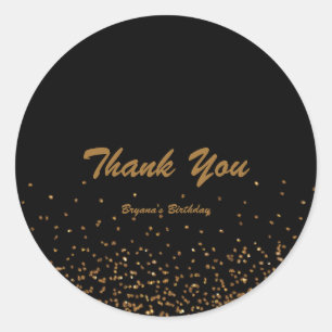 Black & Gold Fine Glitter Chic Party Favour Sticke Classic Round Sticker