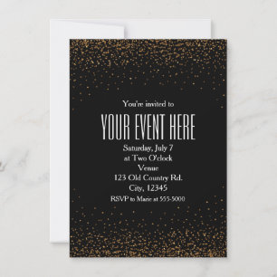 Black & Gold Fine Glitter Chic Party Invitations