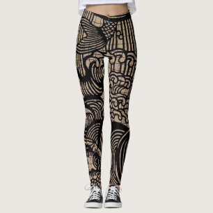 Black Gold Fish Print Leggings
