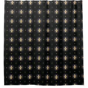 Black & Gold Fleur De Lis Curtain