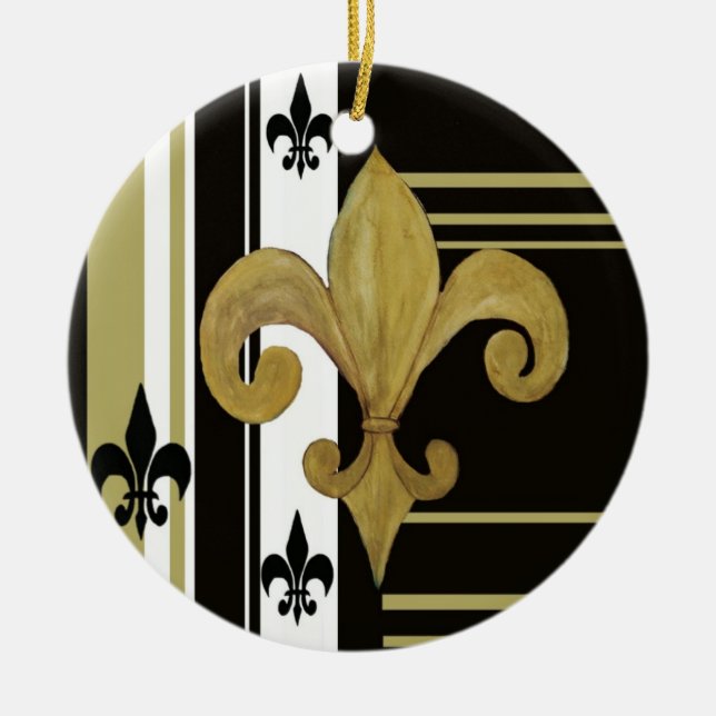 Black & Gold fleur de lis ornament (Front)