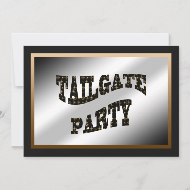 Black Gold Fleur de Lis Tailgate Party Invitation (Front)
