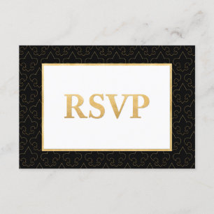 Black & Gold Fleur De Lis Wedding RSVP Card