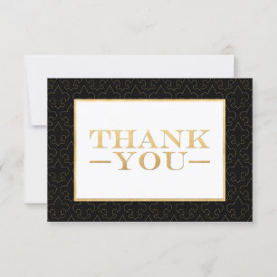 Black & Gold Fleur De Lis Wedding Thank You Cards