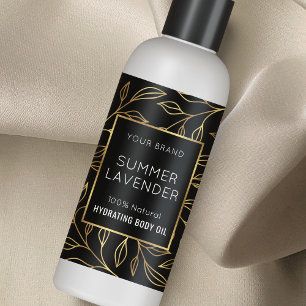 Black & Gold Floral 4 OZ Cosmetic Bottle Label