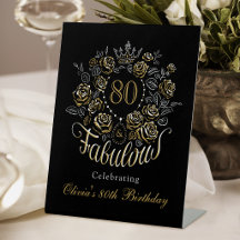 Black Gold Floral 80 & Fabulous Birthday Welcome