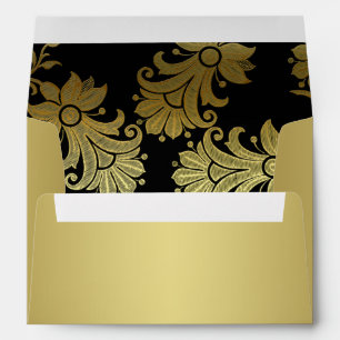 Black, Gold Floral A7 Envelope for 5x7 Size Cards