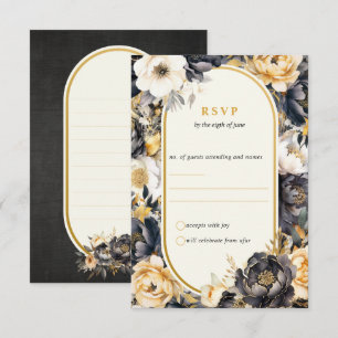 Black & Gold Floral Boarder Wedding Response Card