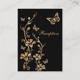 Black, Gold Floral Butterflies Enclosure Card