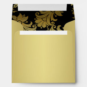 Black, Gold Floral Envelope for Square Invitation