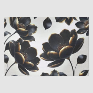 Black & Gold Floral Greige Wedding Tissue Paper