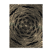 Black & Gold Floral Mandala Beautiful Stylish Chic