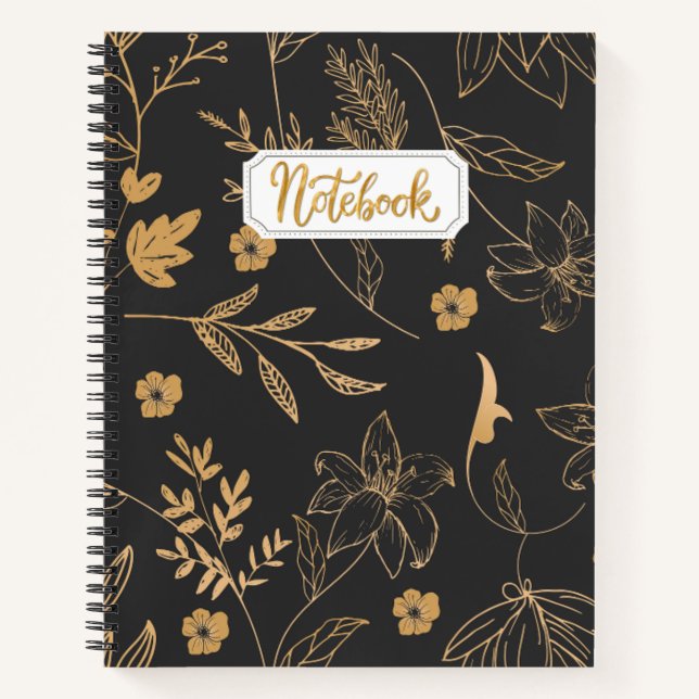 Black Gold Floral Notebook (Front)