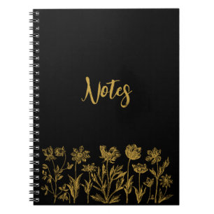 Black & Gold Floral Notebook