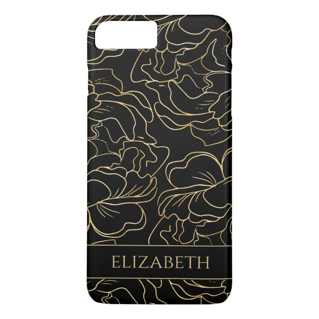Black Gold Floral Personalised Case-Mate iPhone Case (Back)