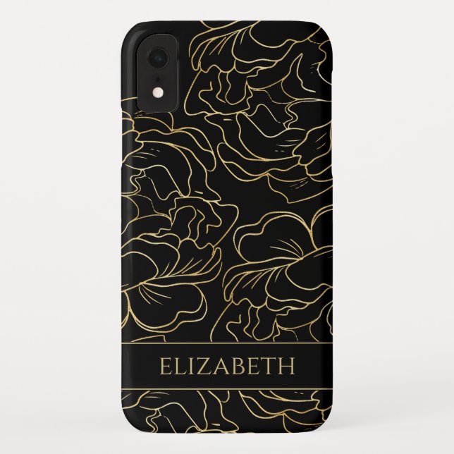 Black Gold Floral Personalised Case-Mate iPhone Case (Back)