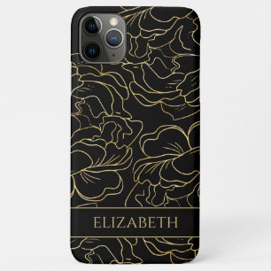 Black Gold Floral Personalised iPhone 11 Pro Max Case