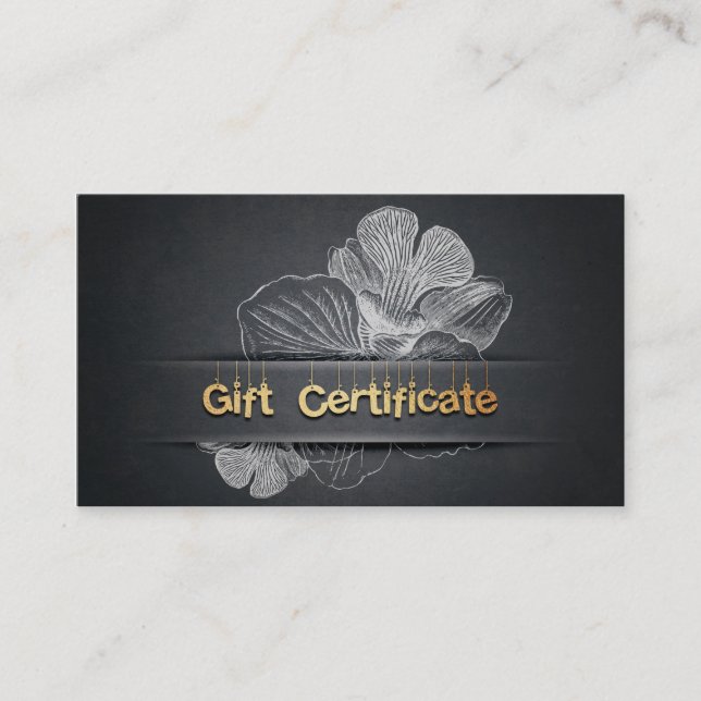 Black Gold Floral Salon Boutique Gift Certificate (Front)