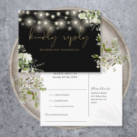 Black Gold Floral String Lights Song Request RSVP