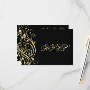 Black Gold Flourish 50th Anniversary RSVP Card
