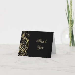 Black Gold Flourish 50th Anniversary Thank You Card