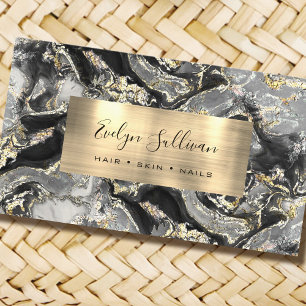 Black Gold Fluid Marble Business Card