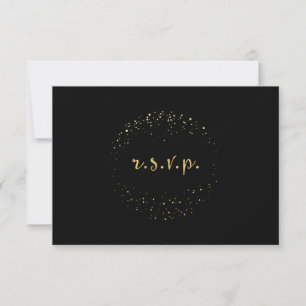 Black & Gold Foil Abstract Circle Dots RSVP Card