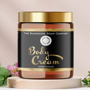 Black & Gold Foil Body Cream Jar Label with logo