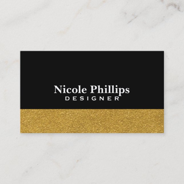 Black & Gold Foil Confetti Chic Business Card (Front)