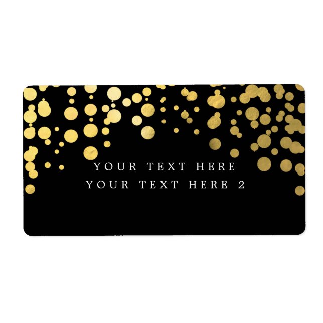 Black & Gold Foil Confetti Modern Package Label (Front)