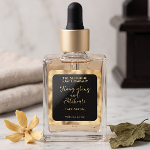Black & Gold Foil Cosmetics Dropper Bottle Label