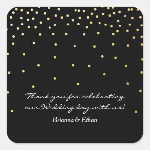 Black & Gold Foil Dots Modern Wedding Stickers