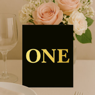Black & Gold Foil Elegant Wedding Table Numbers
