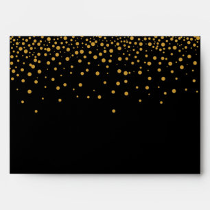 Black Gold Foil Faux Confetti Glitter Envelope