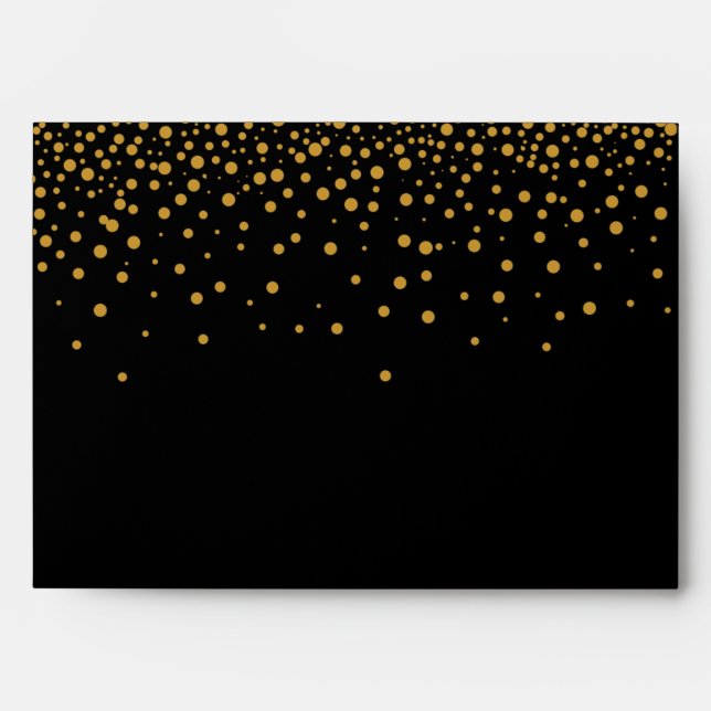 Black Gold Foil Faux Confetti Glitter Envelope (Front)