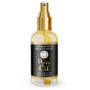 Black & Gold Foil Hair Oil Bottle Label with logo
