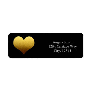 Black & Gold Foil Heart Sticker Address Labels