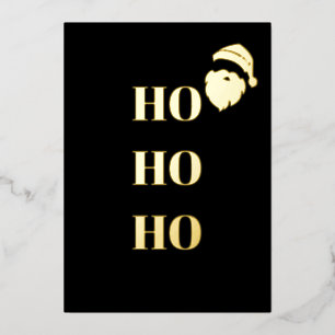 Black & Gold Foil "HO HO HO" Santa Christmas Card