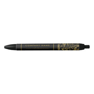Black & Gold Foil Leaf Effect Company/Event Ink Pen