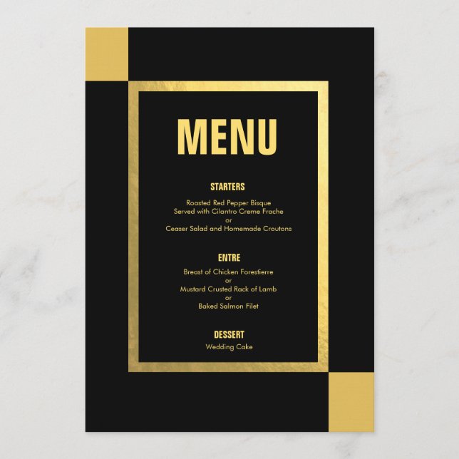 Black + Gold Foil Menu | Weddings (Front)