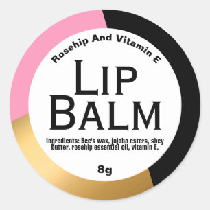 Black Gold Foil Pink Geometric Lip Balm Labels