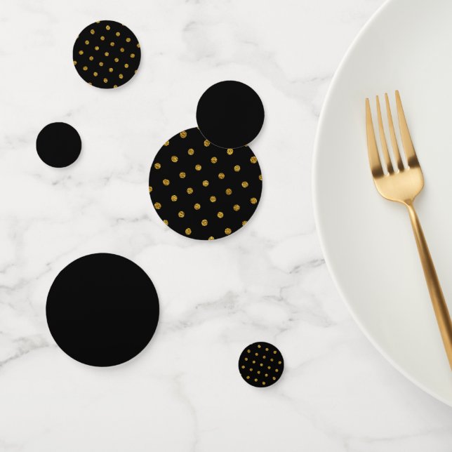 Black & Gold Foil Polka Dots Birthday Party Confetti (Group)
