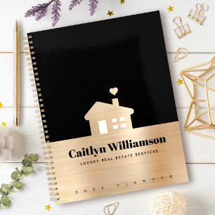 Black Gold Foil Real Estate Broker Agent House Planner