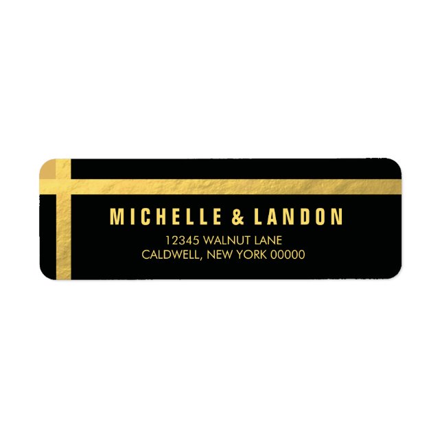 Black+Gold Foil Return Address Labels | WEDDINGS (Front)