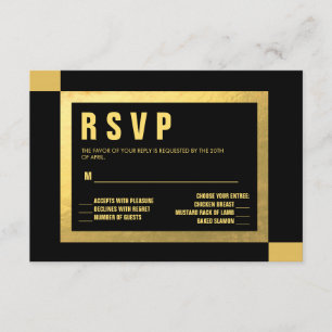 Black + Gold Foil RSVP WEDDINGS Card