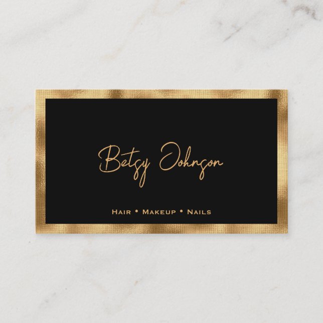 Black & Gold Foil Salon Appointment Card (Front)