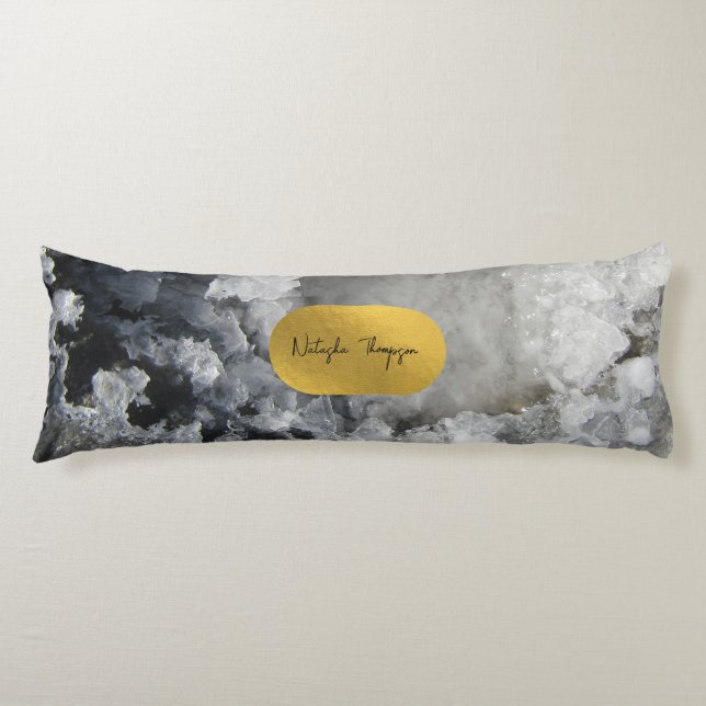 Black Gold Foil Sea Crystals Signature Body Cushion (Front)