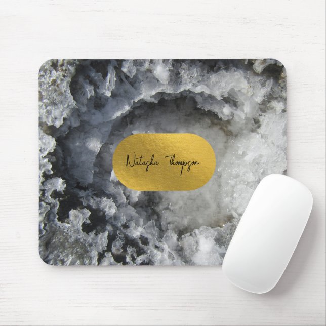 Black Gold Foil Sea Crystals Signature  Mouse Mat (With Mouse)